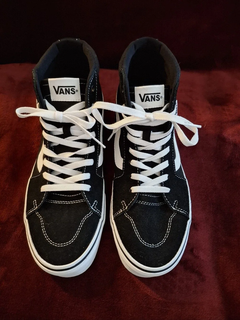 Vans Black and White High-Top Skate Sneakers